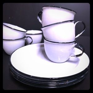 Graniteware Cups & Saucers-12 Piece Set